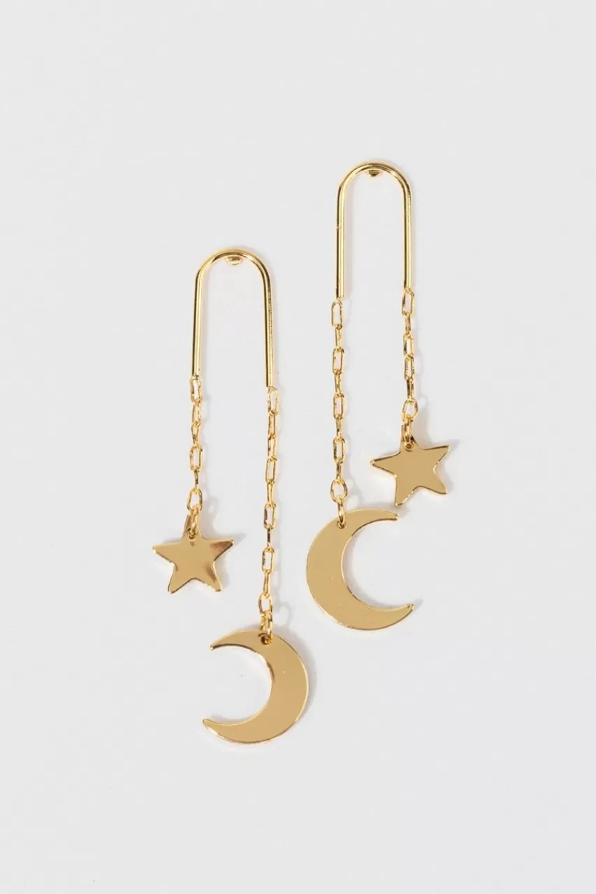 Francesca's Nessa Moon And Stars Dainty Arch Earrings