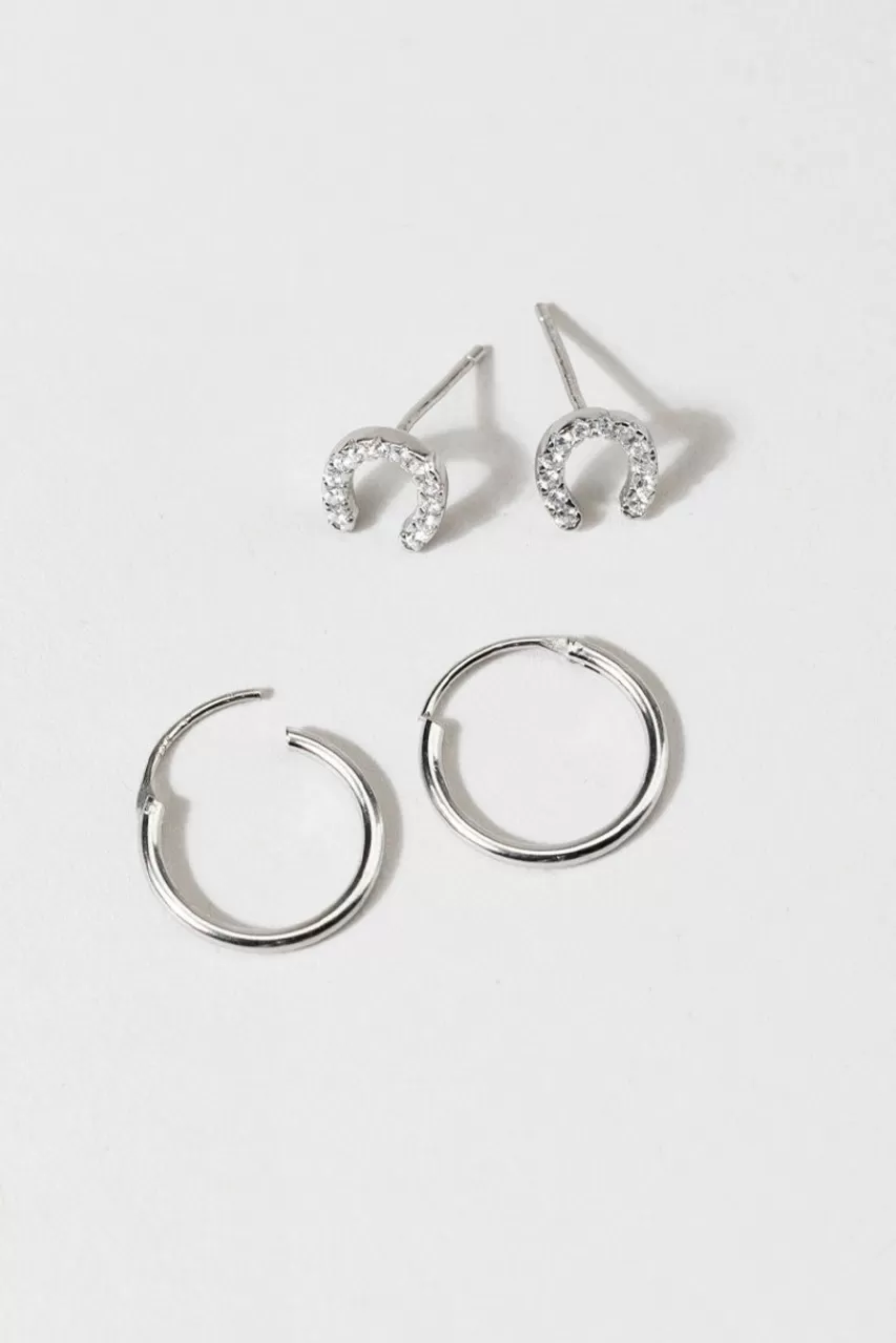 Francesca's Nina Cz Horseshoe Hoop Earring Set