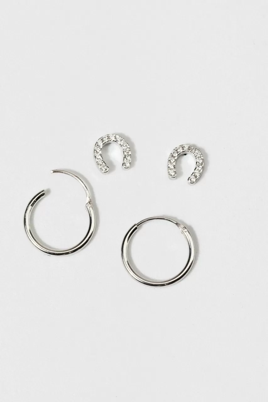 Francesca's Nina Cz Horseshoe Hoop Earring Set