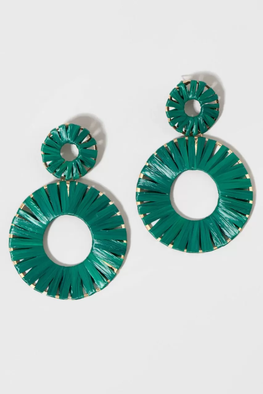 Francesca's Noreen Woven Raffia Circle Drop Earrings