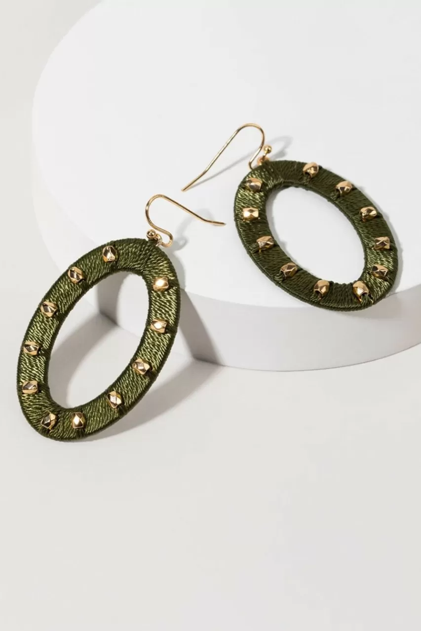 Francesca's Parker Thread Wrapped Oval Beaded Earrings