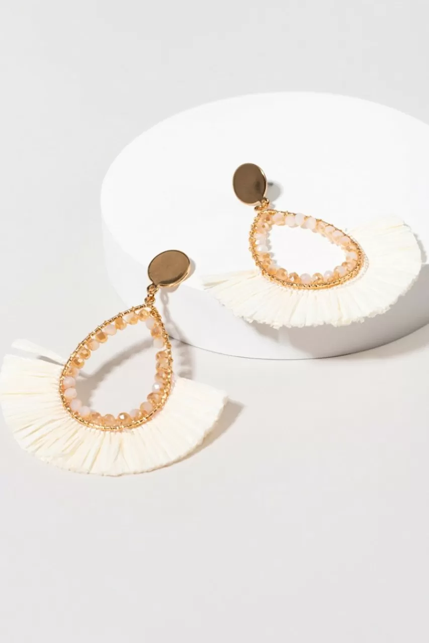 Francesca's Patrica Raffia Fan With Crystals Earrings