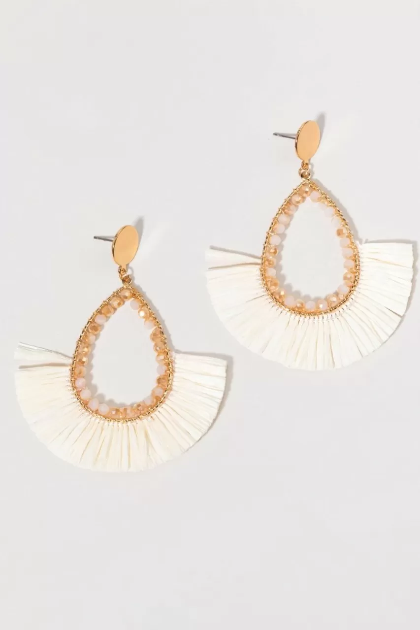 Francesca's Patrica Raffia Fan With Crystals Earrings