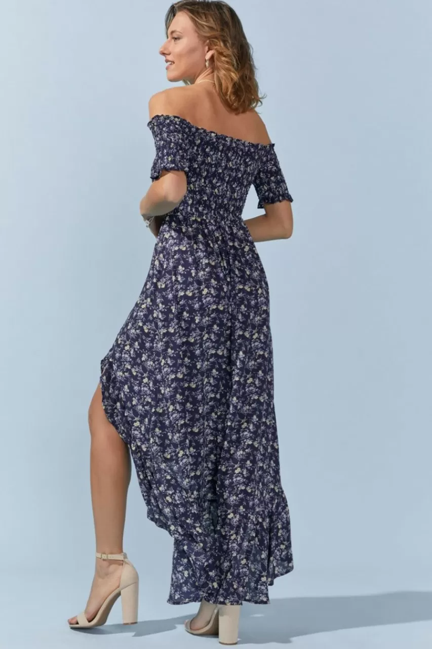 Francesca's Perdita Off Shoulder Floral Maxi Dress