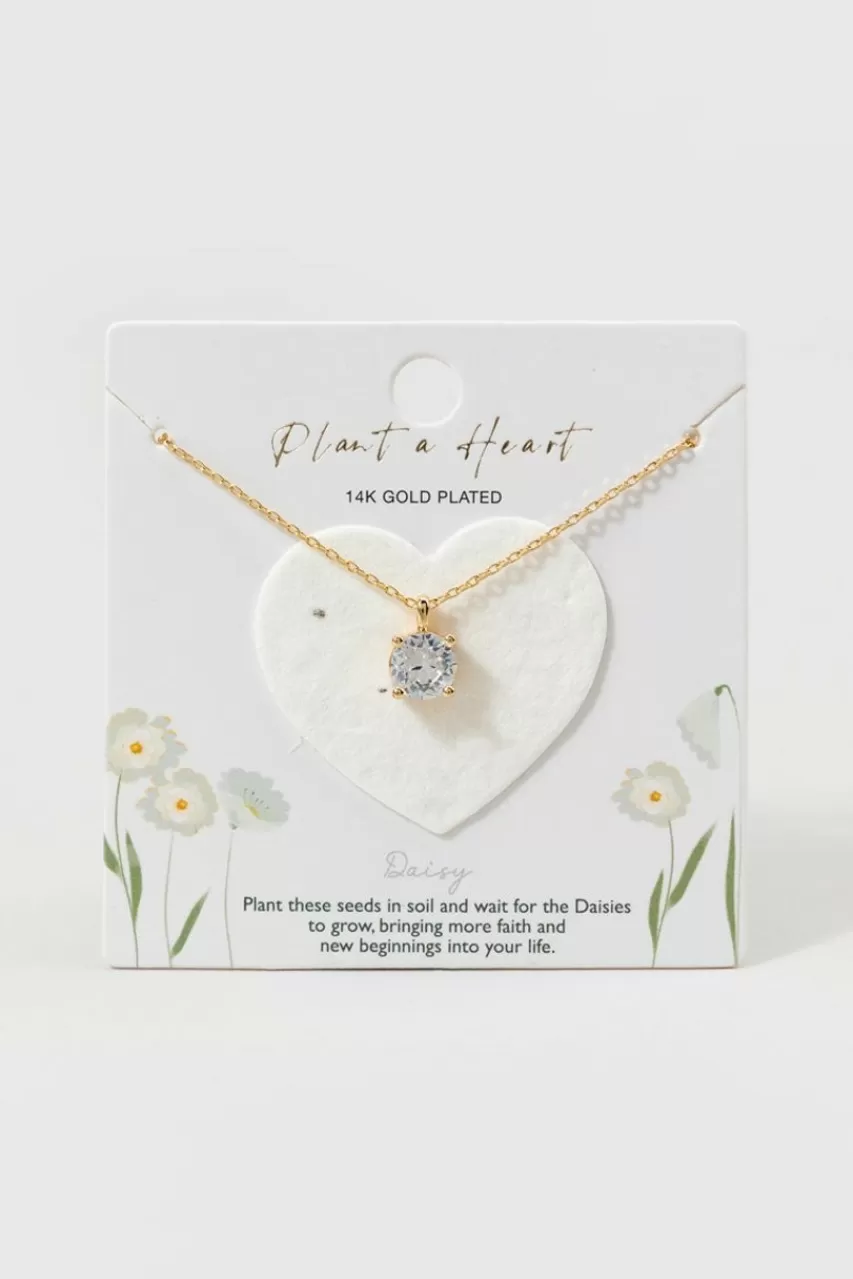 Francesca's Plant A Heart Daisy 14K Gold Dipped Pendant Necklace