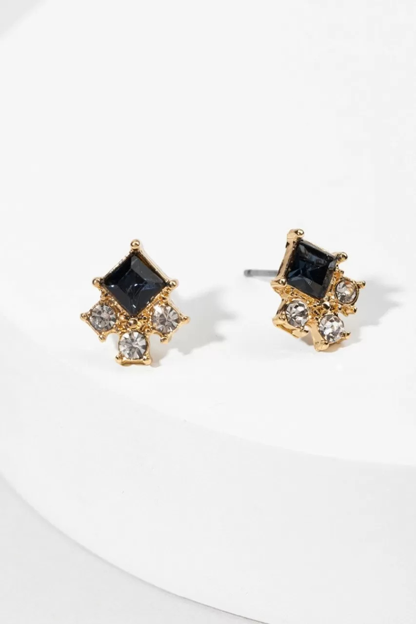 Francesca's Quinne Glass Square Cluster Stud Earrings