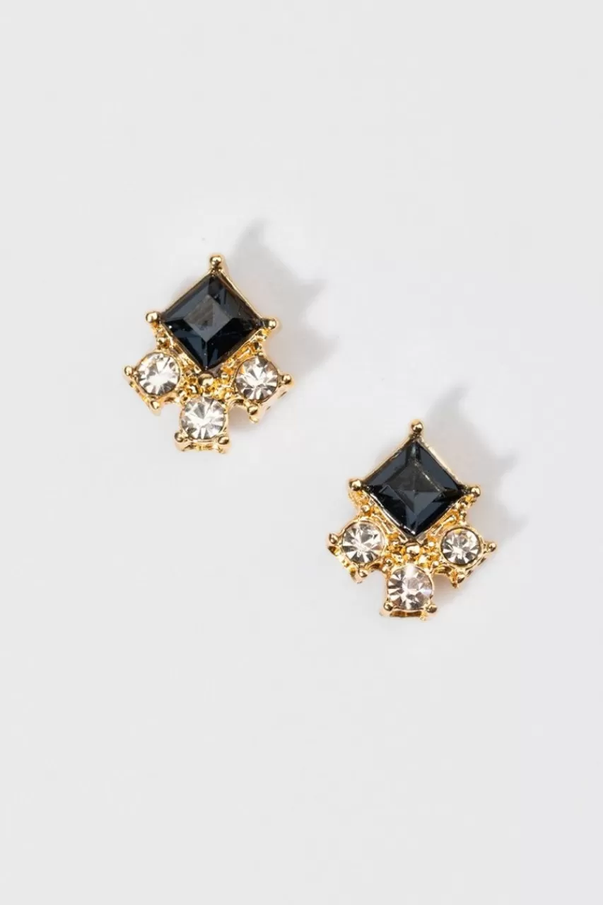 Francesca's Quinne Glass Square Cluster Stud Earrings