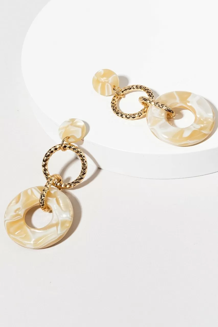 Francesca's Ramona Gold And Resin Circle Chandelier Earrings