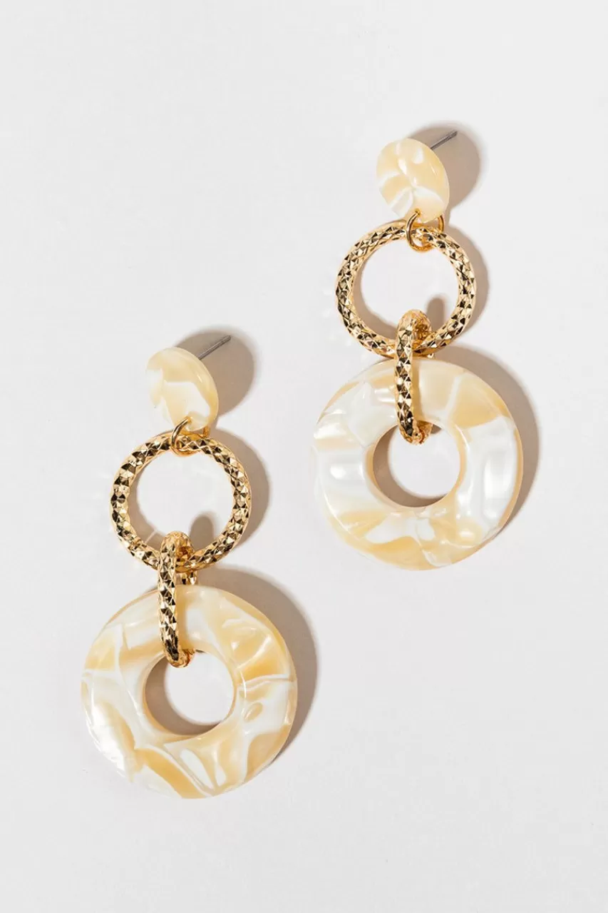 Francesca's Ramona Gold And Resin Circle Chandelier Earrings