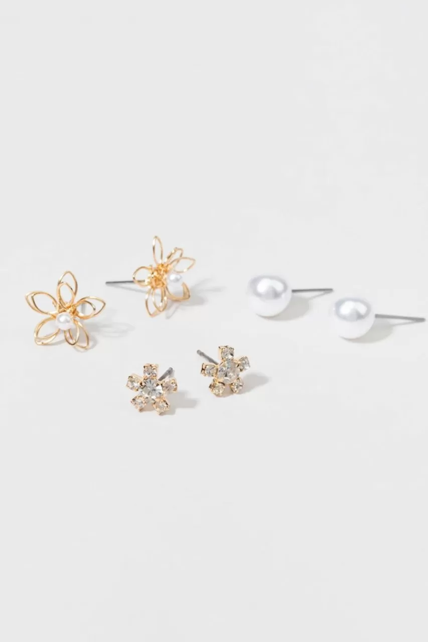 Francesca's Rena Crystal And Pearl Earring Set