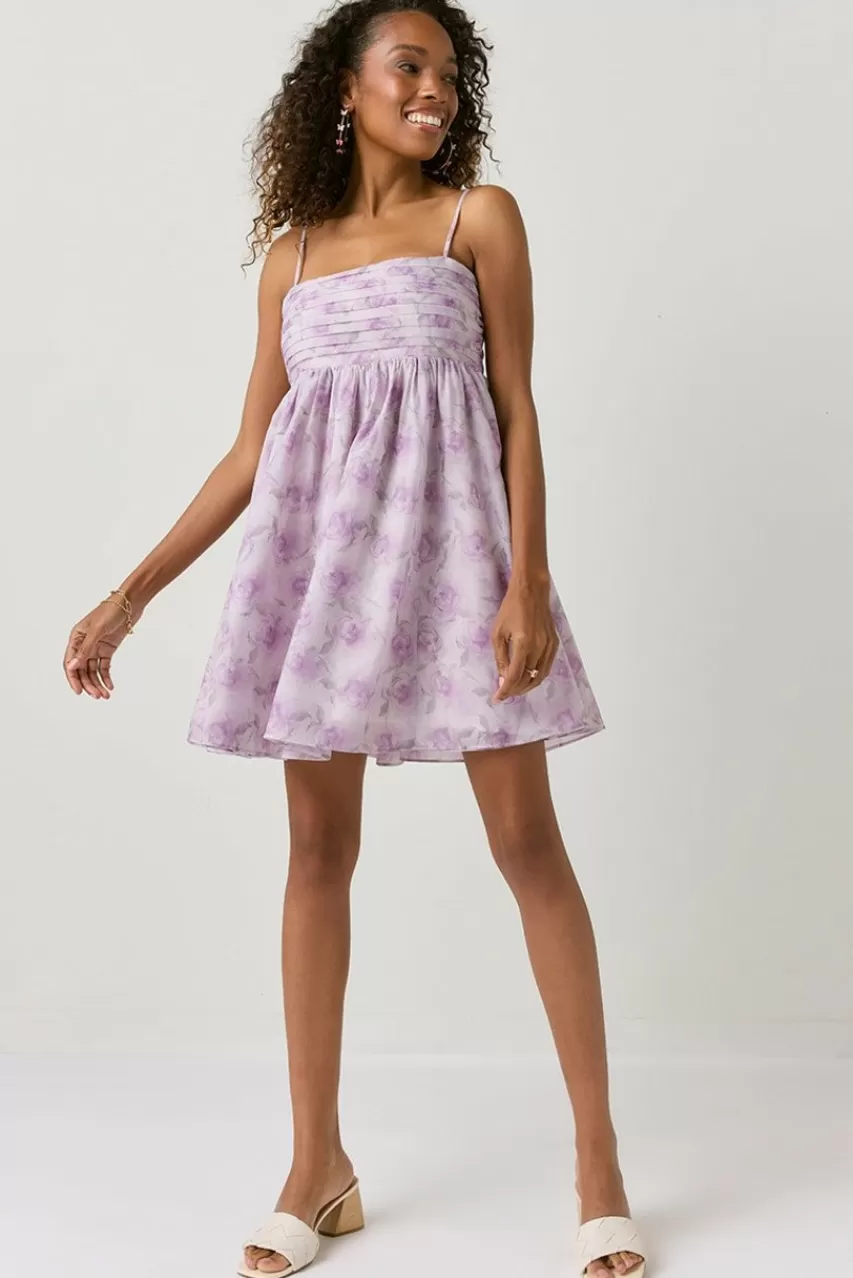 Francesca's Rhianna Pleated Upper Floral Dress