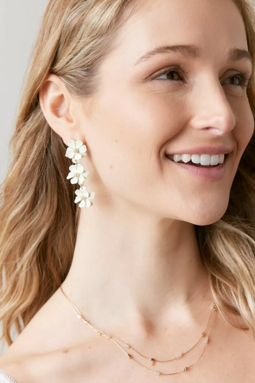 Francesca's Rita White Epoxy Flower Drop Earrings