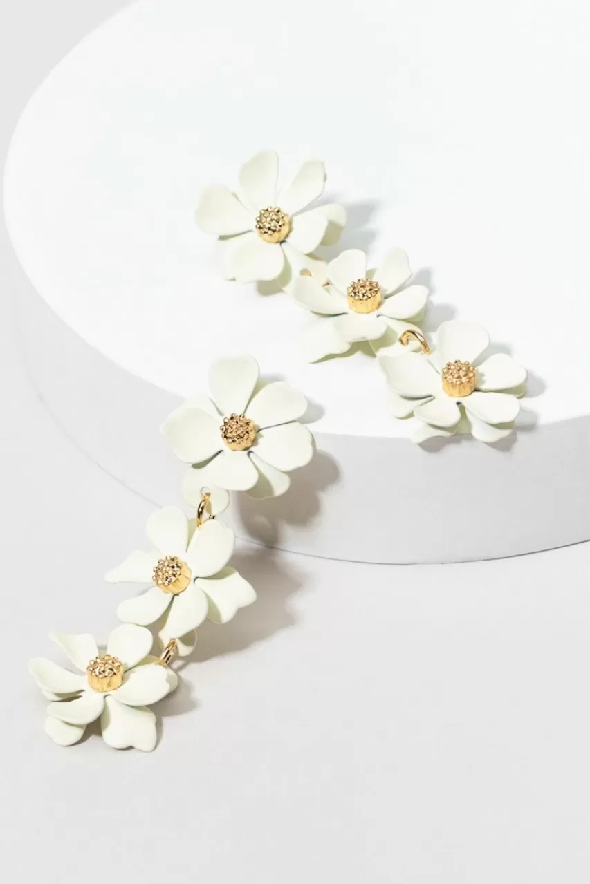 Francesca's Rita White Epoxy Flower Drop Earrings