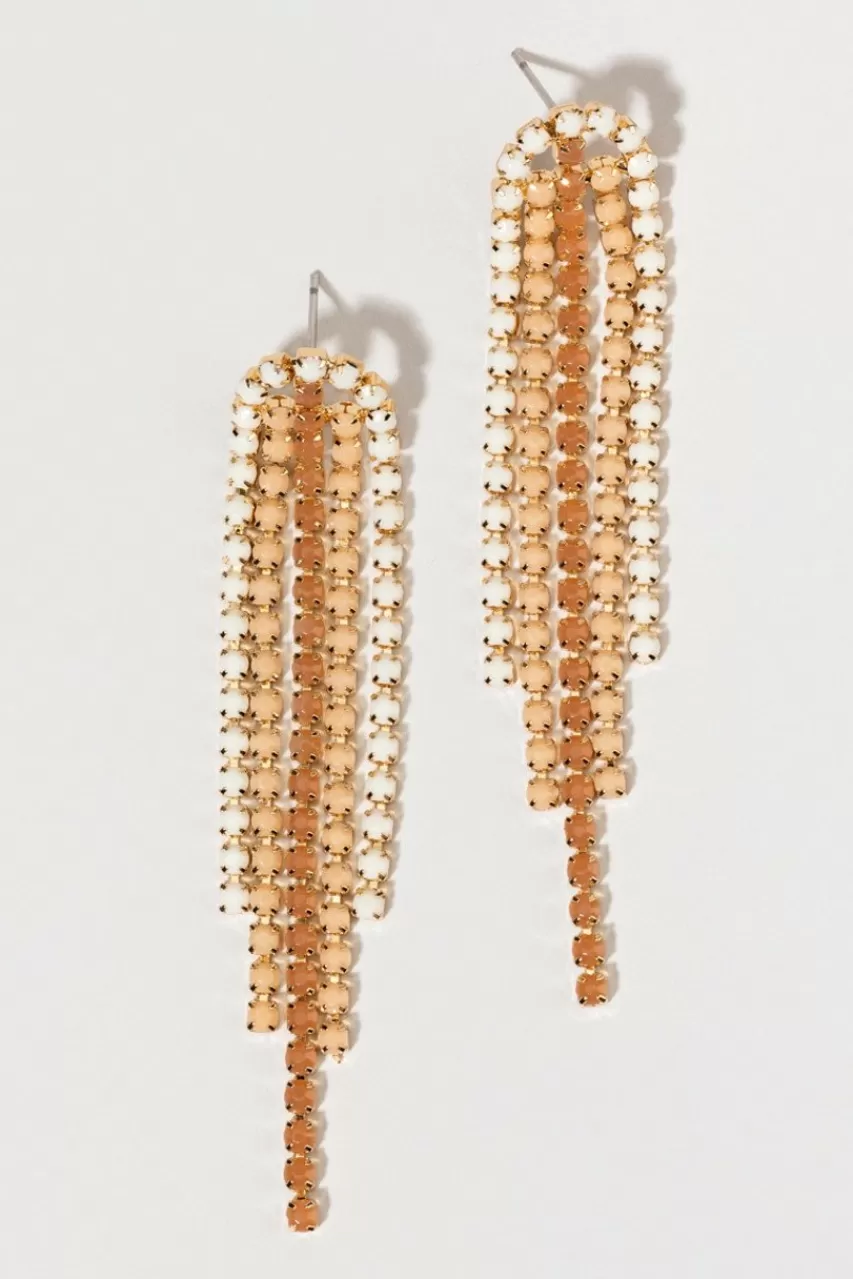 Francesca's Robin Latte Bead Arch Chandelier Earrings