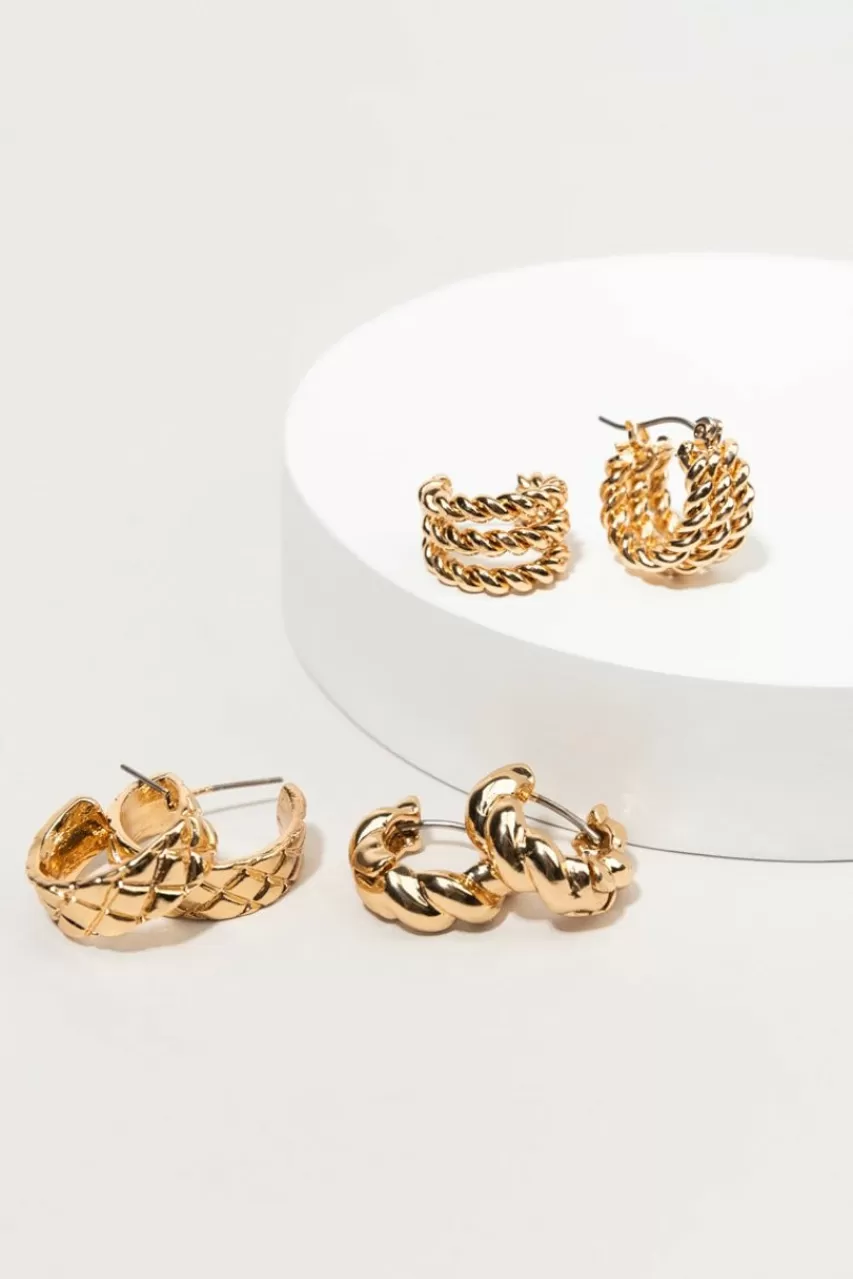 Francesca's Sabrina Textured Huggie Earring Set