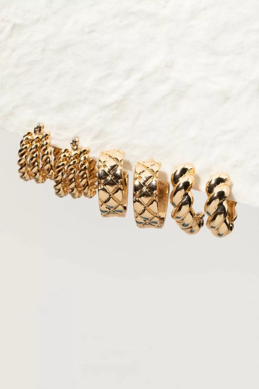 Francesca's Sabrina Textured Huggie Earring Set