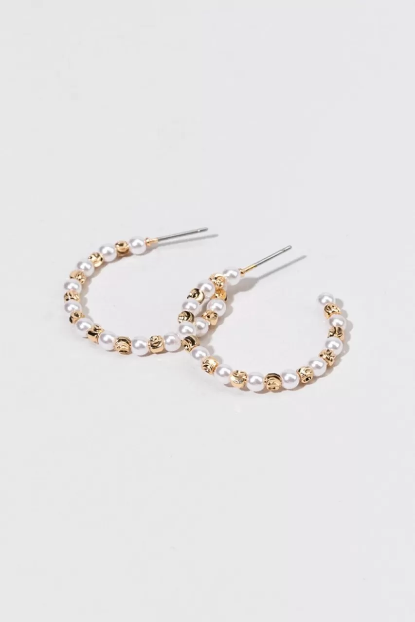 Francesca's Sara Gold And Bead Hoop Earrings