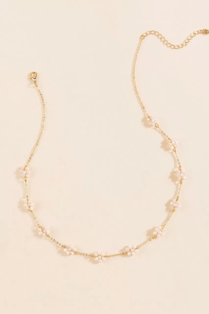 Francesca's Serena Stationed Glass Flower Single Strand Necklace