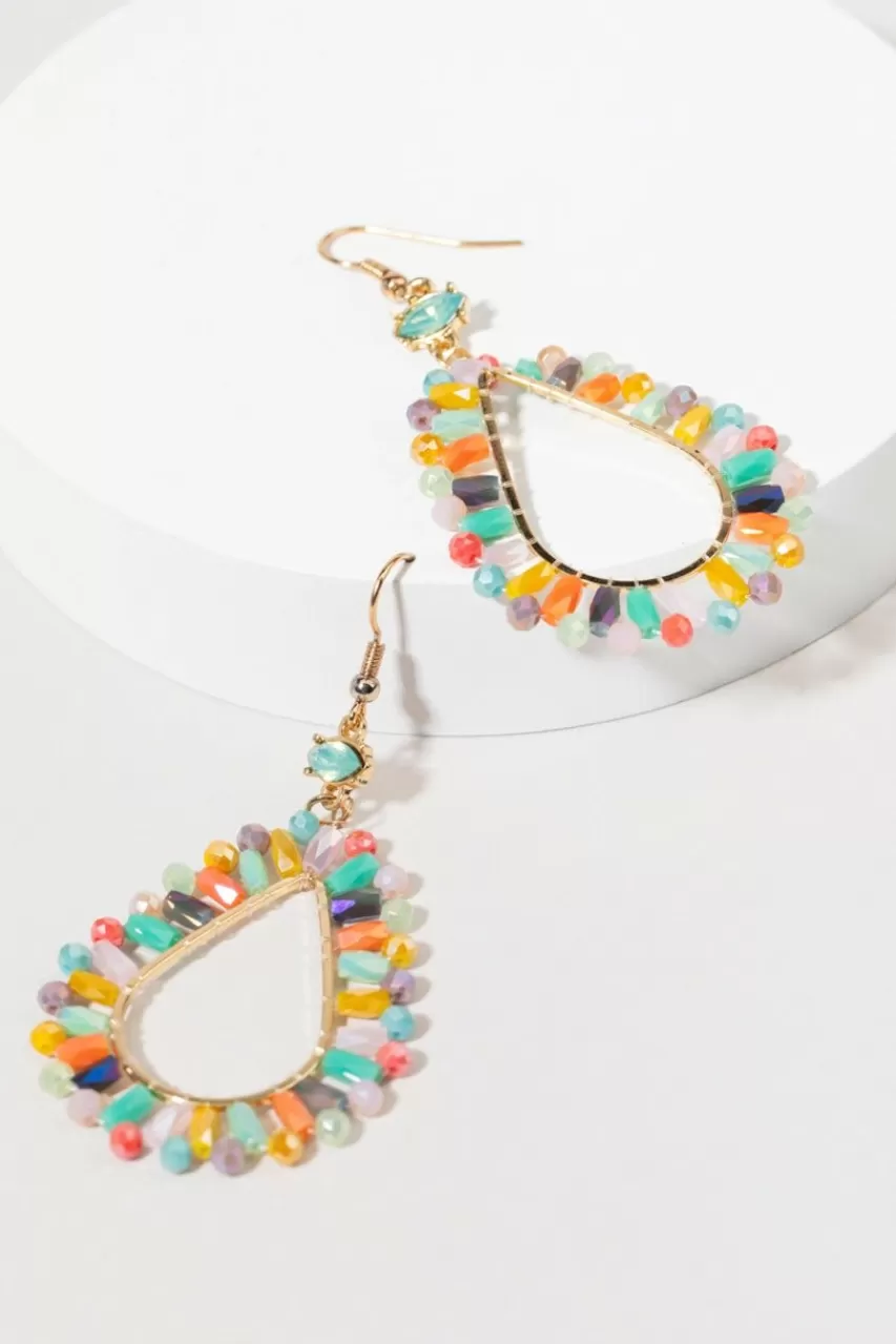 Francesca's Shari Glass Fan Drop Earrings