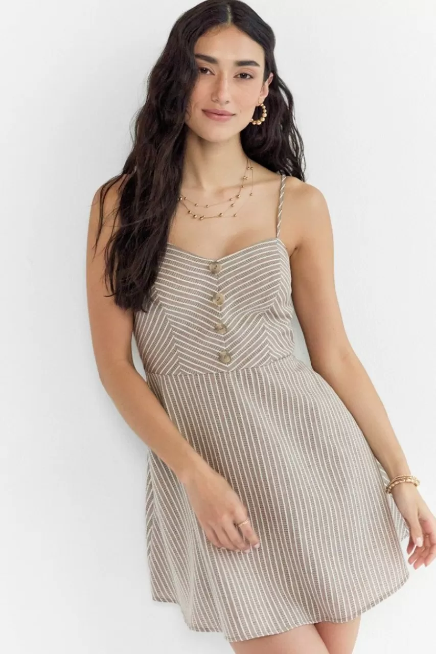 Francesca's Shavon Stripe Button Front Dress