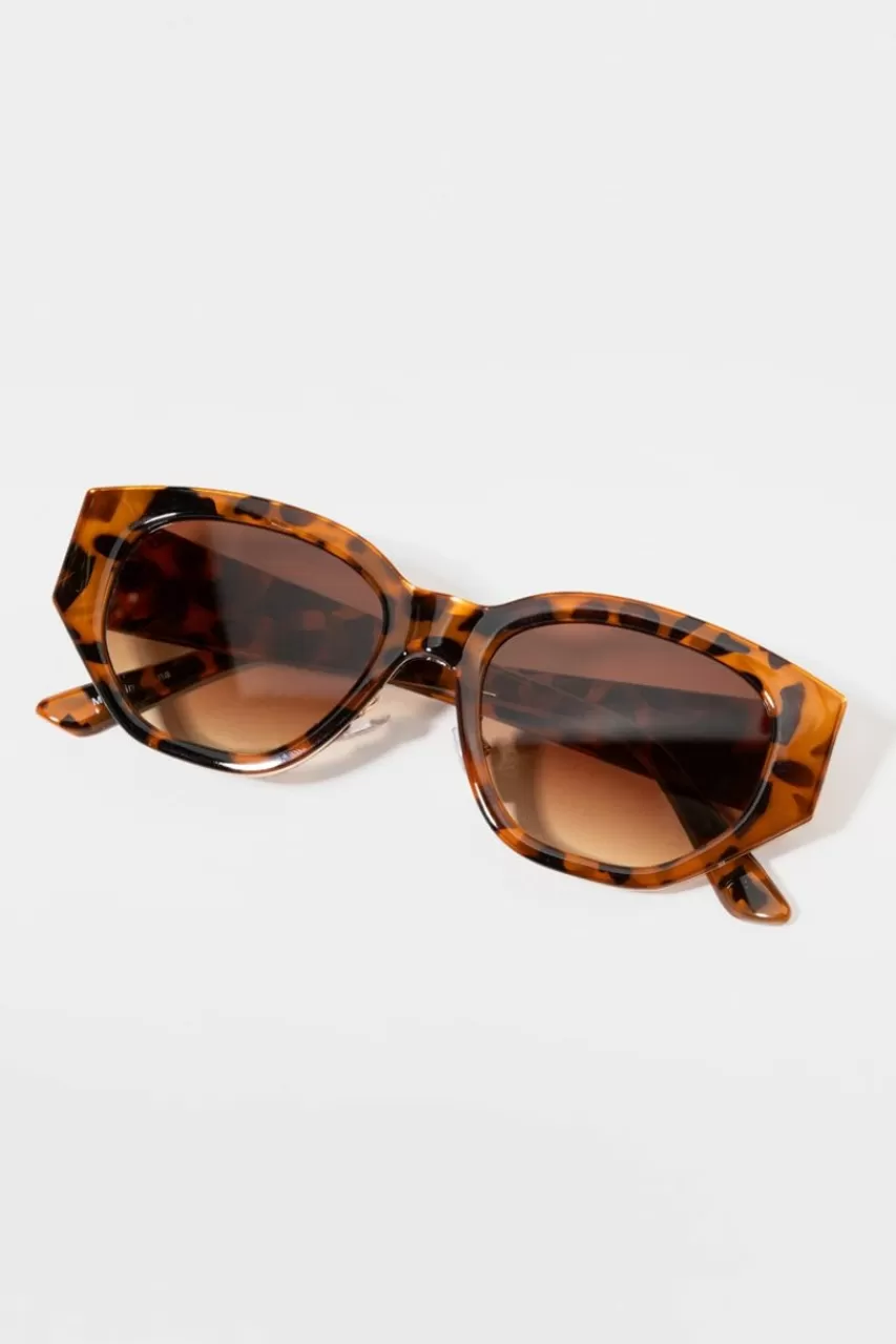 Francesca's Sheila Tort Shell Angular Cat Eye Sunglasses