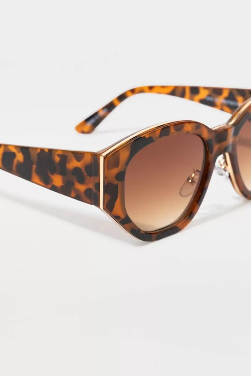 Francesca's Sheila Tort Shell Angular Cat Eye Sunglasses