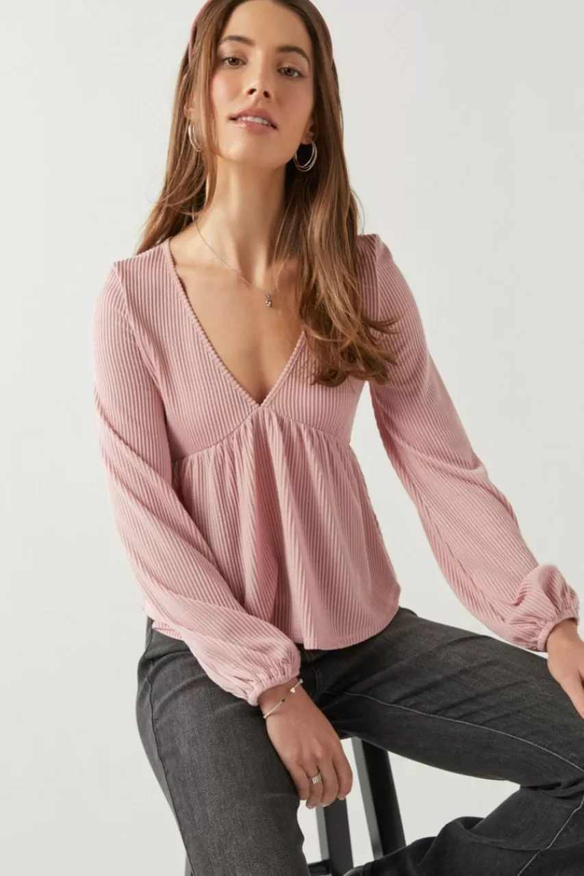 Francesca's Sheryl Pitched Waist Babydoll Top