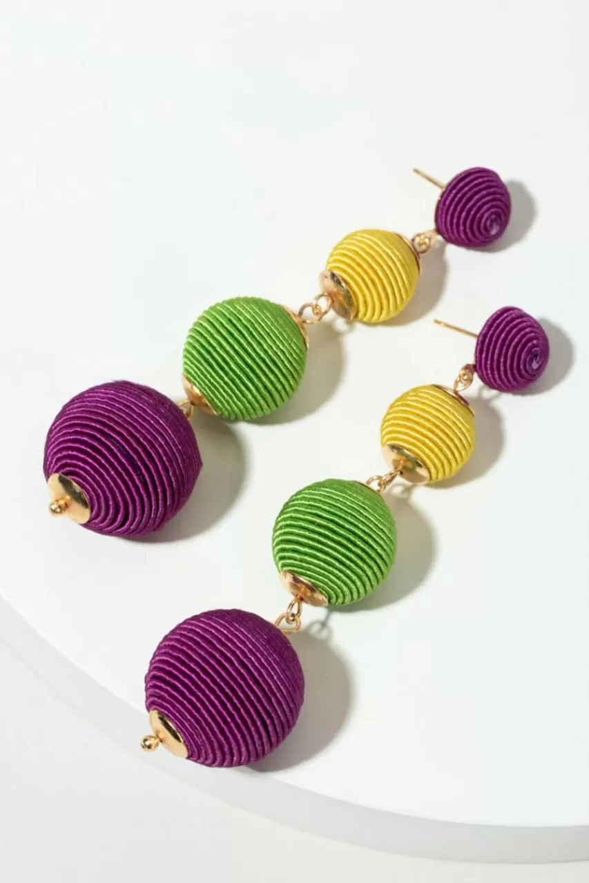 Francesca's Shirley Mardi Gras Baubles Chandelier Earrings