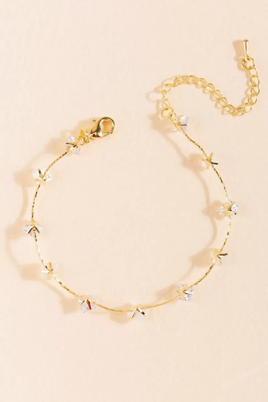 Francesca's Sophia Cateye Station 14K Gold Dipped Bracelet