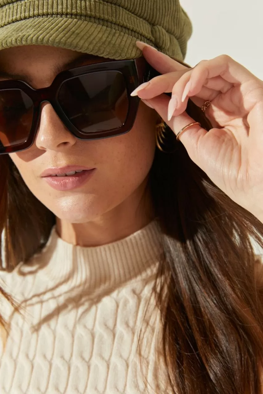 Francesca's Sophiee Oversized Angular Sunglasses