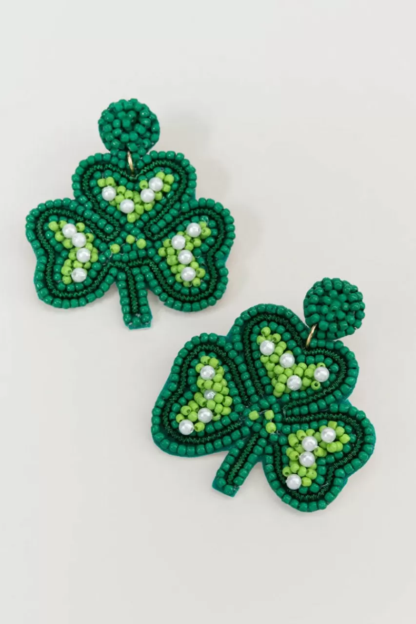 Francesca's St. Patrick'S Day Beaded Shamrock Drop Earrings