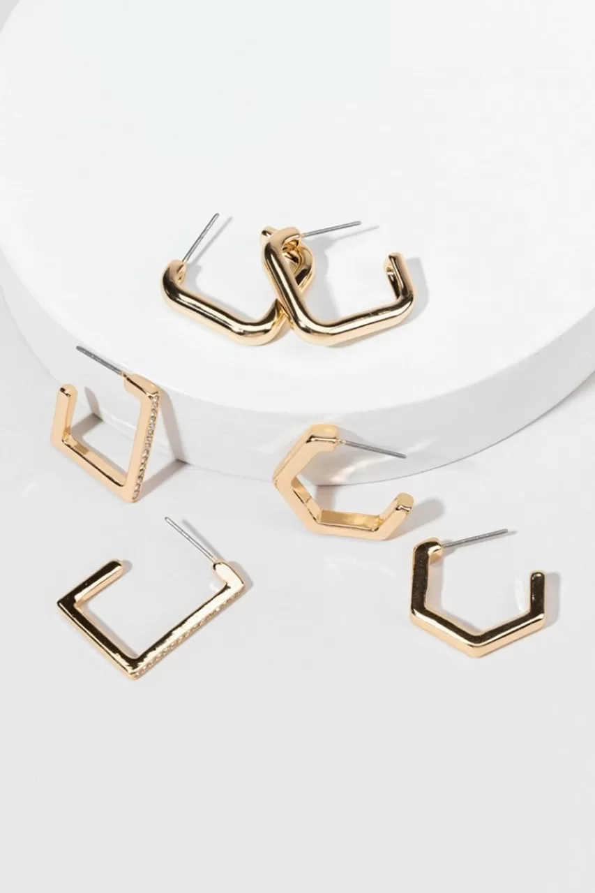 Francesca's Stassie Square Hoop Earring Set