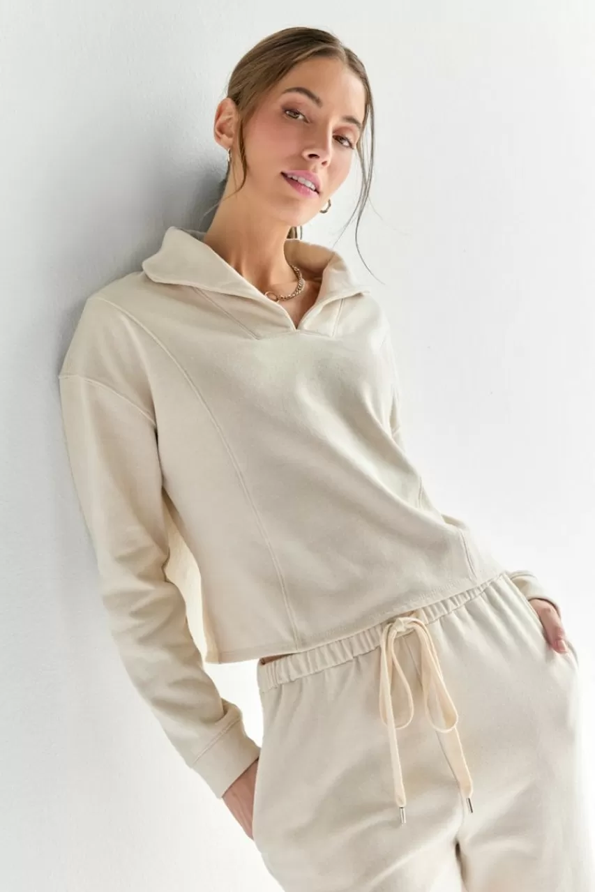 Francesca's Susanne Wide Neck Cropped Sweatshirt