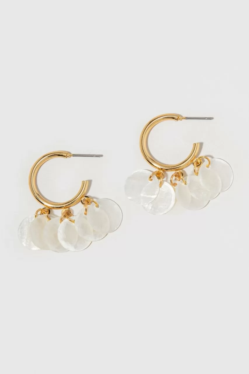 Francesca's Tarina Shell Charms Hoop Earrings