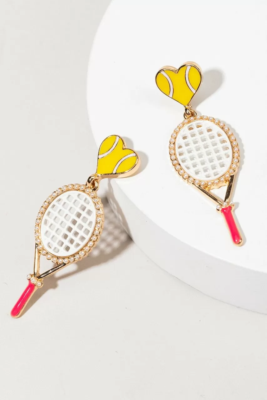 Francesca's Tennis Racquet Drop Earrings