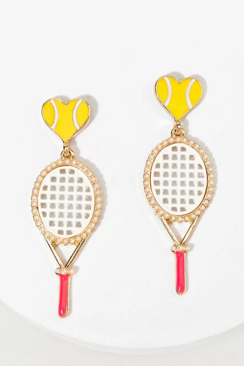 Francesca's Tennis Racquet Drop Earrings