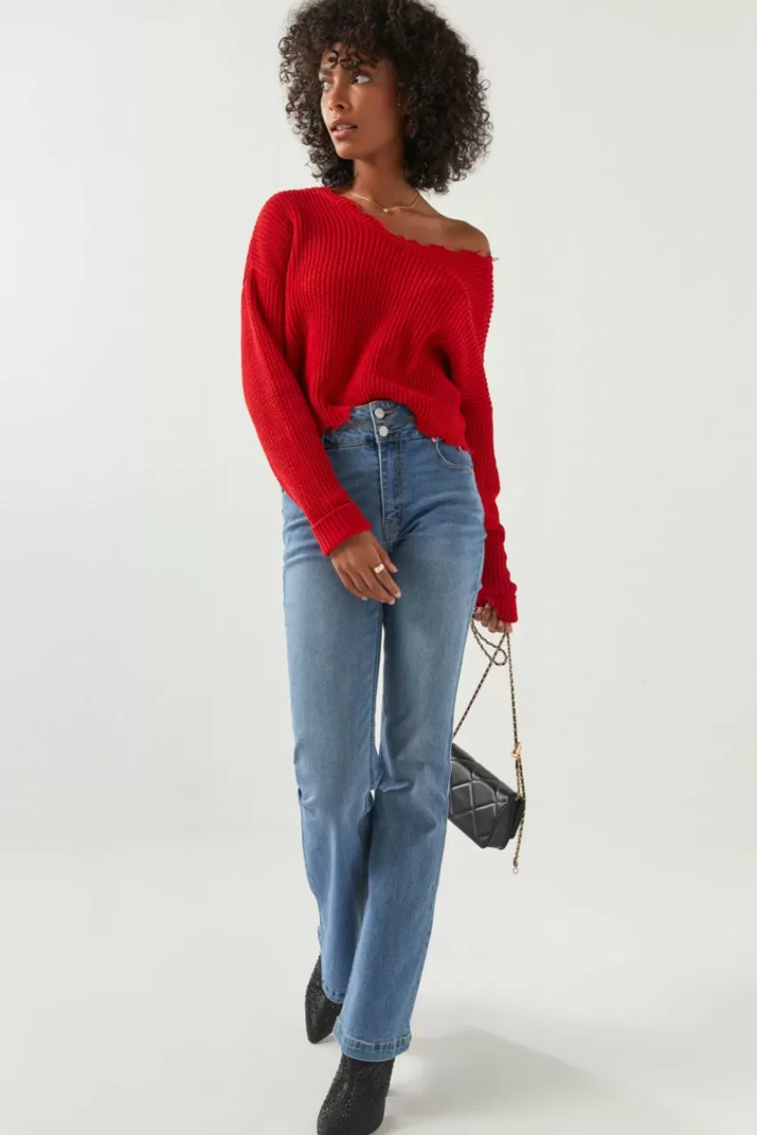 Francesca's Teresa Chenille Hem Pullover