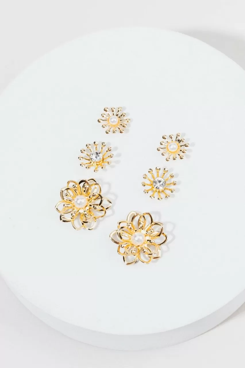 Francesca's Teresita 3D Flower Stud Earring Set