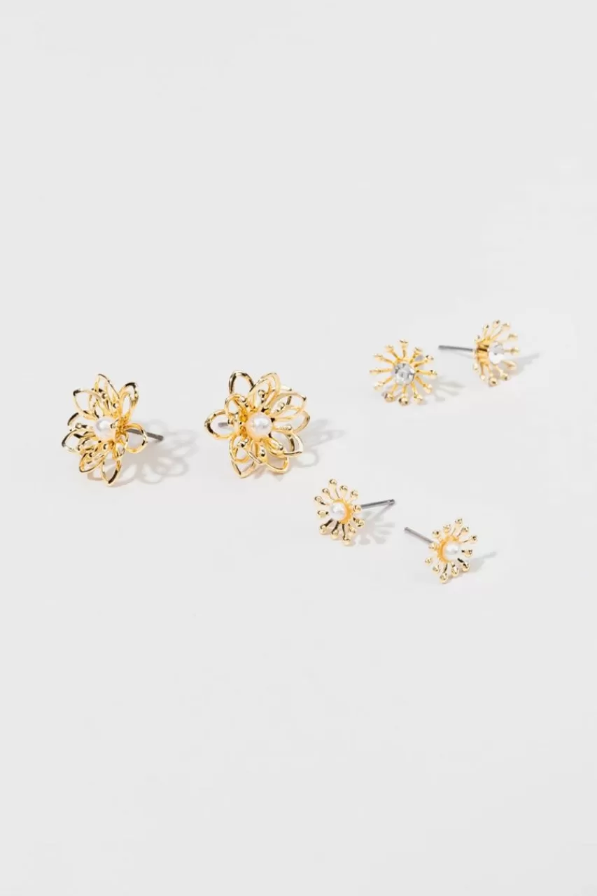 Francesca's Teresita 3D Flower Stud Earring Set