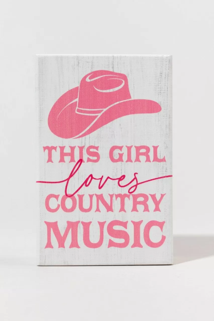 Francesca's This Girl Loves Country Music Box Sign