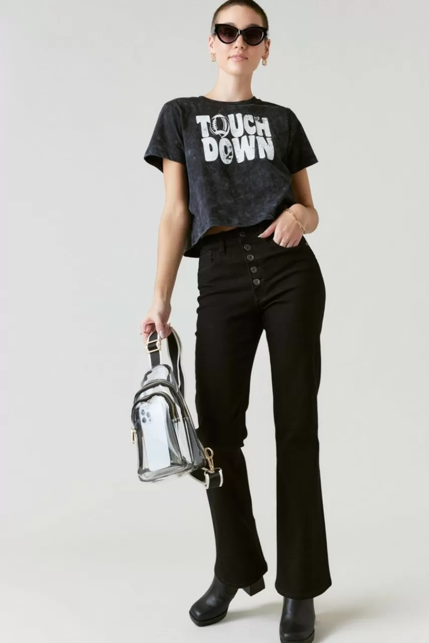 Francesca's Touchdown Acid Wash Graphic Tee