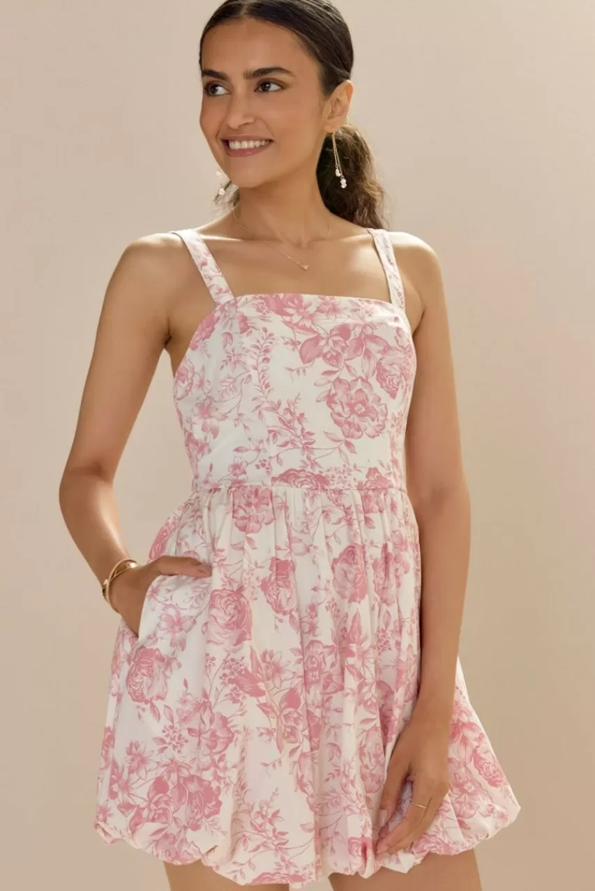 Francesca's Tracey Square Neck Floral Bubble Mini Dress