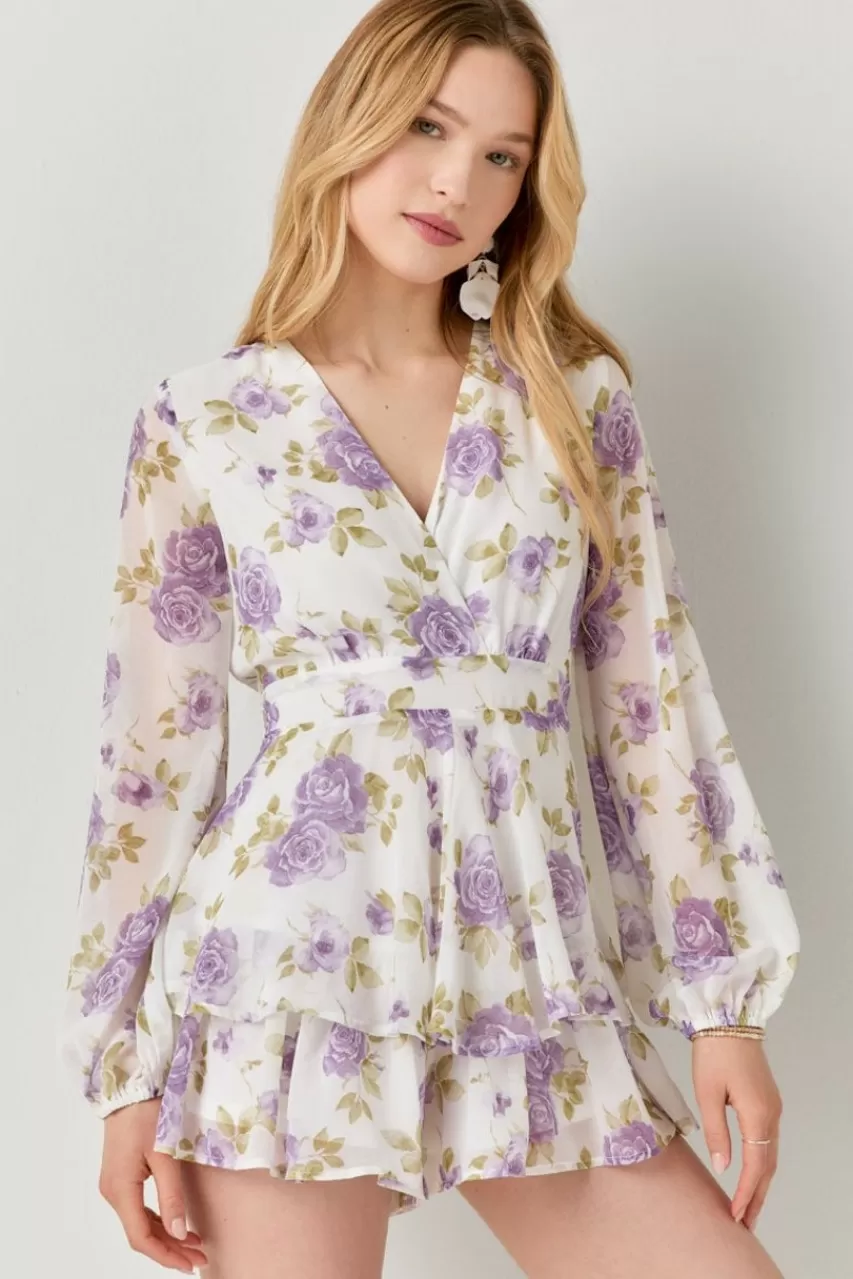 Francesca's Vanessa Tiered Bottom Floral Romper