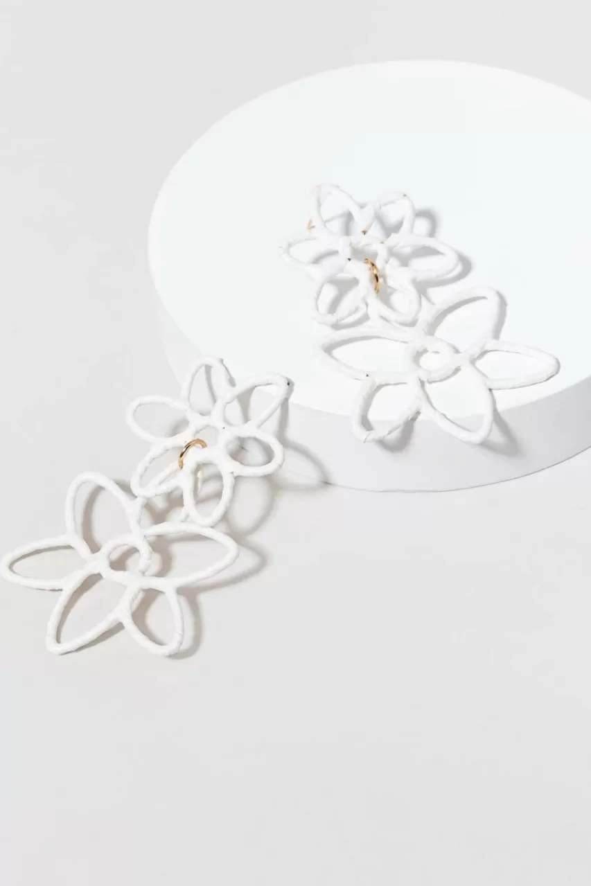 Francesca's Velma Raffia Wrapped Flower Drop Earrings