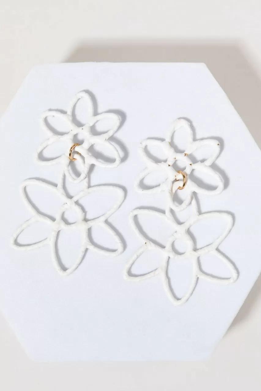 Francesca's Velma Raffia Wrapped Flower Drop Earrings