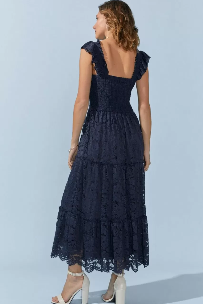 Francesca's Vickie Lace Tiered Maxi Dress