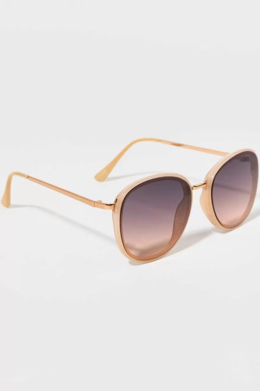 Francesca's Wendy Metal Nose Bridge Round Sunglasses