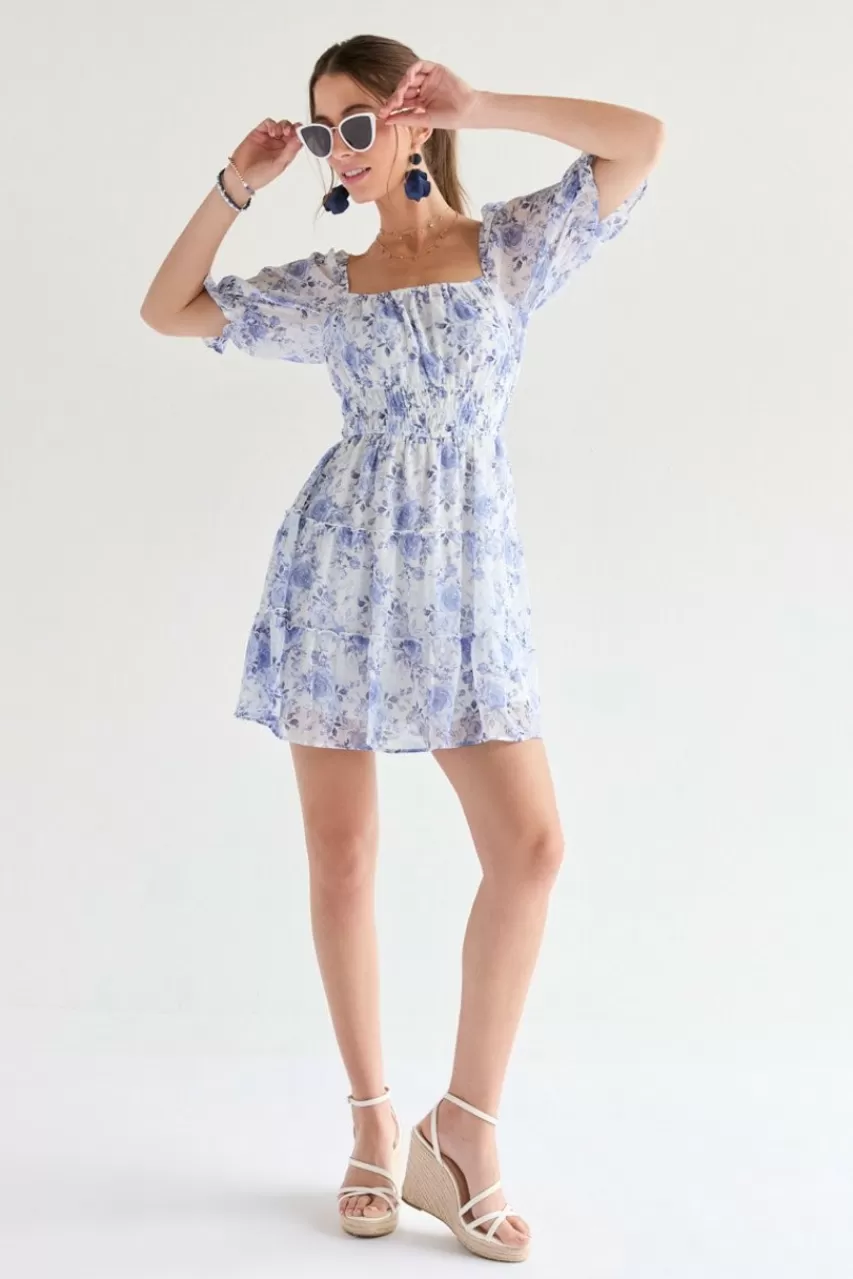 Francesca's Wenona Floral Waisted Dress