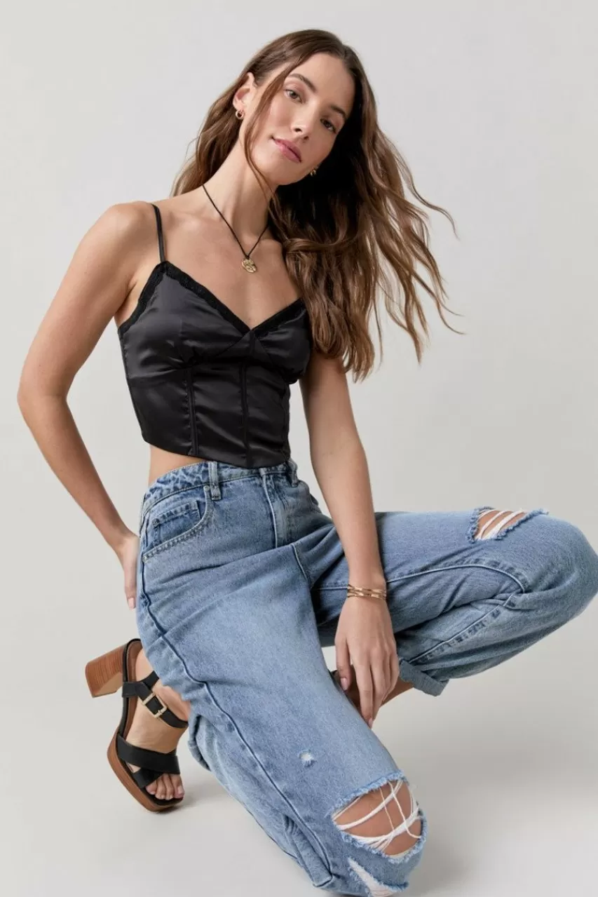 Francesca's Whitney Cropped Corset Tank Top