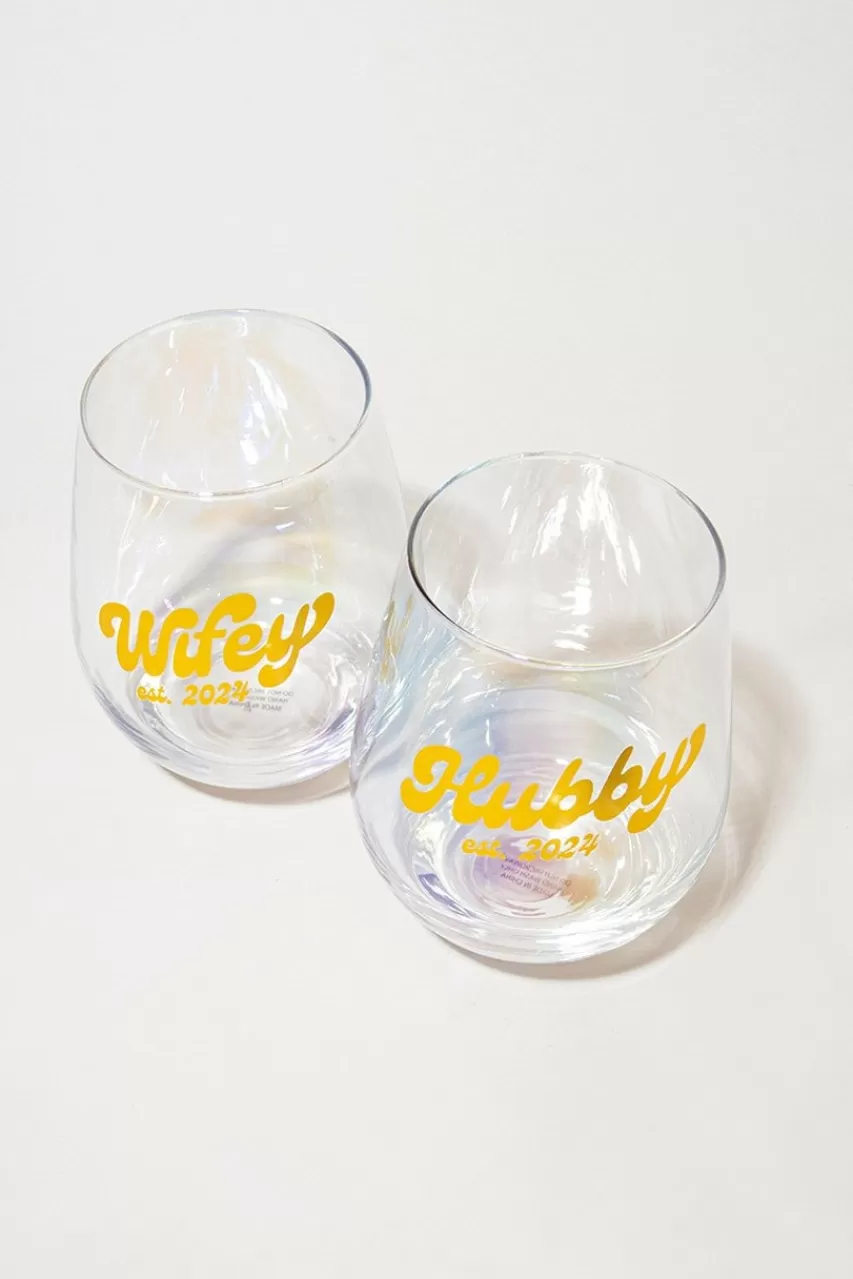 Francesca's Wifey Hubby Wine Glasses Set